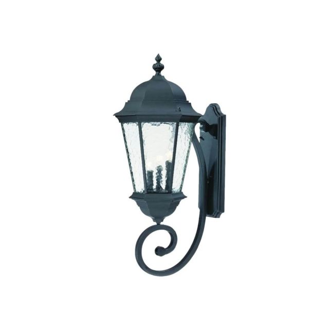 31 Inch Tall Black Outdoor Wall Mount Light in clear hammered water glass - 104127