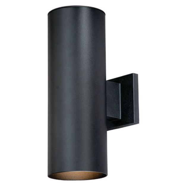 2 Light 5 inch wide Black Cylinder Outdoor Wall Lantern Clear Glass - 200078