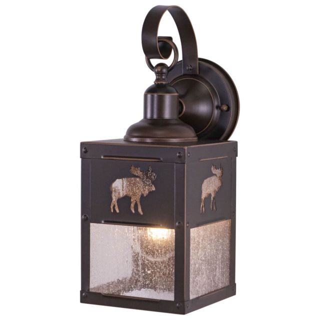 1 Light 5 inch wide Bronze Rustic Moose Tree Outdoor Wall Lantern Clear Glass - 200220