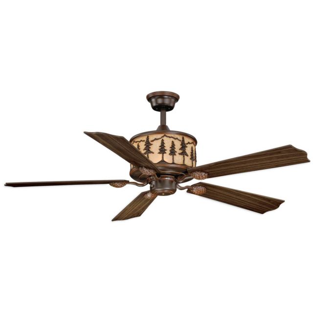 56 inch Rustic Tree Bronze Ceiling Fan and Remote with Rosewood-DarkWalnut Blade - 200435