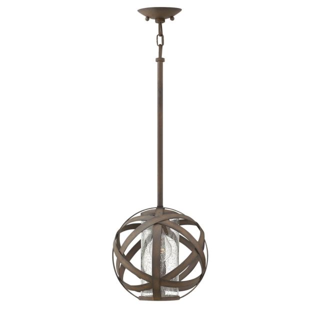 10 inch 1 Light Outdoor Pendant In Iron Finish With Clear Seedy Glass - 201009