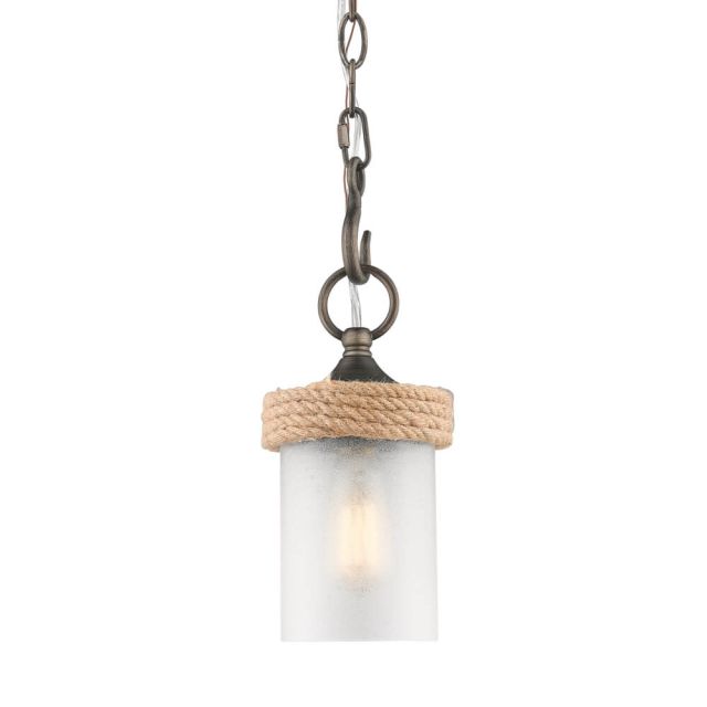 5 inch 1 Light Pendant in Gunmetal Bronze with Clear Sandblasted Glass - 205011