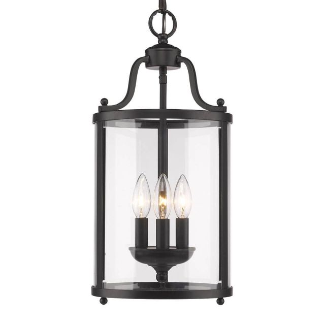 9 inch 3 Light Foyer Pendant In Black with Clear Glass - 205016