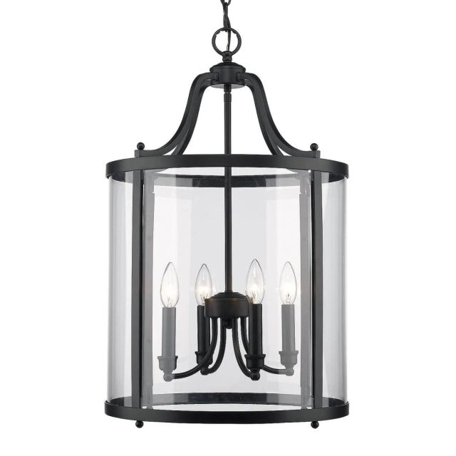 16 inch 4 Light Pendant In Black with Clear Glass - 205018