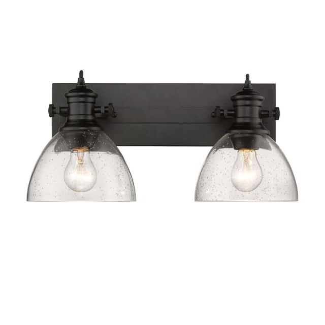 Gwynn Isle 18 Inch Dome Vanity Light 2 Light Convertible to Ceiling Seeded Glass - Black