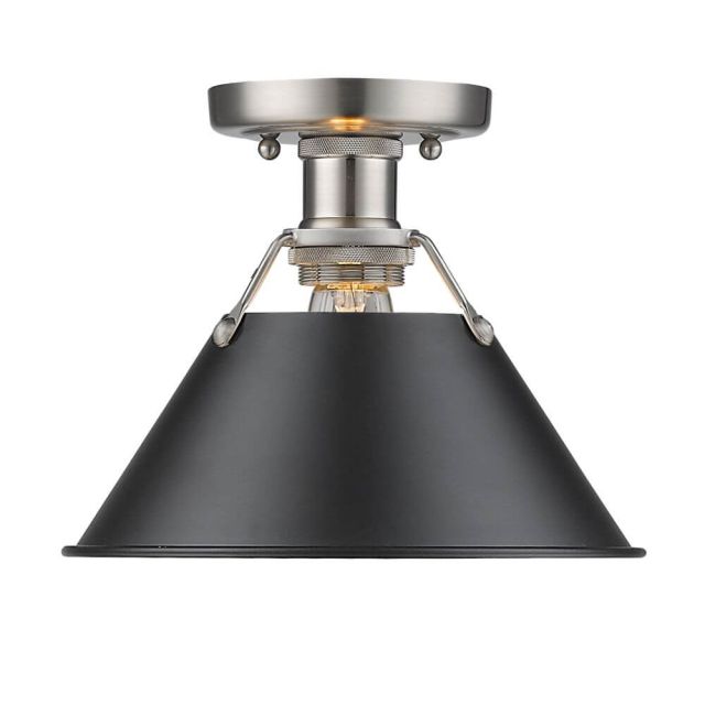 Truncated Cone Shade Ceiling Light - Pewter With Black Shade