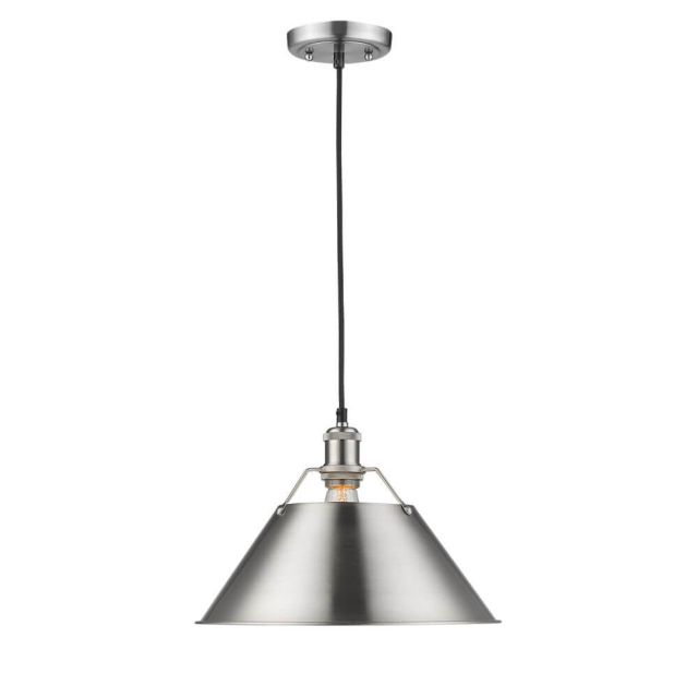 Pewter Cone Shade Pendant Large 1 Light - Pewter