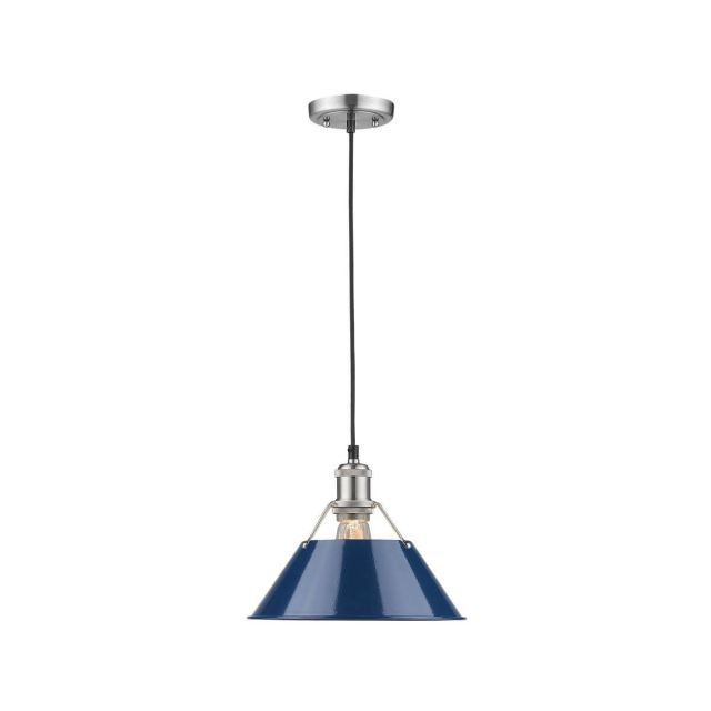 Navy Blue Cone Shade 10 Inch Pendant Small 1 Light - Pewter