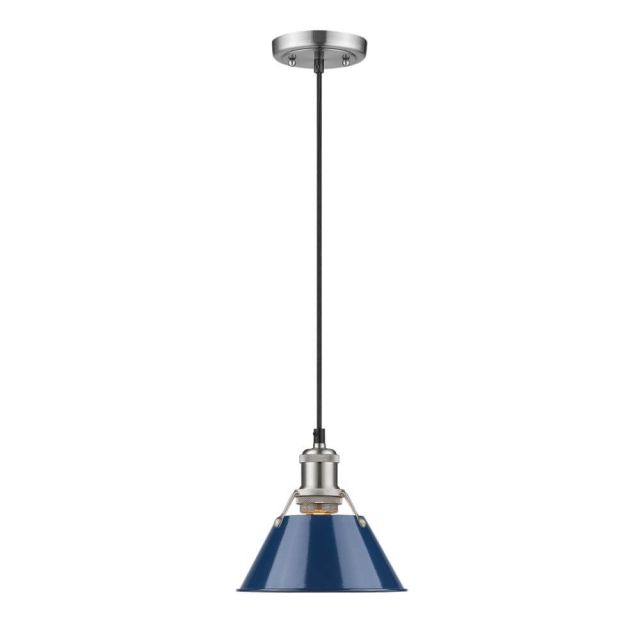 Navy Blue Cone Shade 7 Inch Pendant Small 1 Light - Pewter