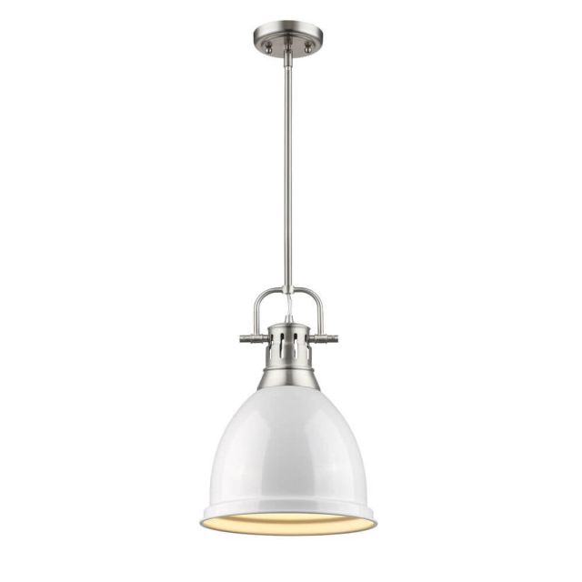 Aadesh 1 Light Unique Statement Pendant White Shade - Pewter