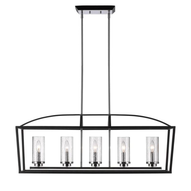 5 Light 38 inch Linear Light Black Light with Seeded Glass - 205944