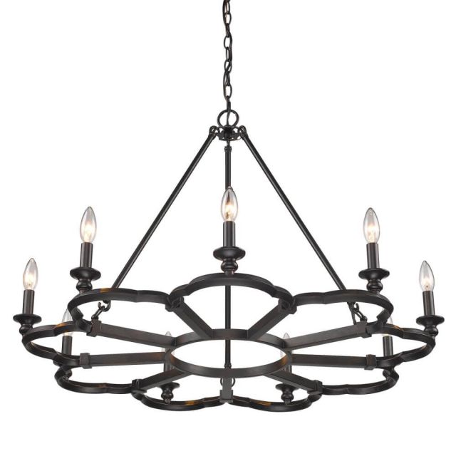 Westminster 9 Light Dimmable Wagon Wheel Chandelier - Aged Bronze