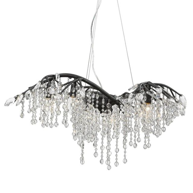 6 Light Black Fall Branches 31 inch Chandelier - 206218