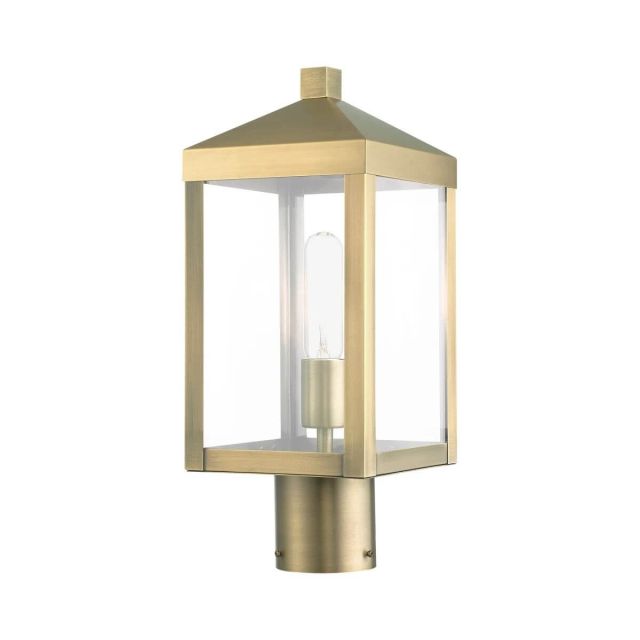 1 Light 6 Inch Antique Brass Outdoor Post Light - 207052