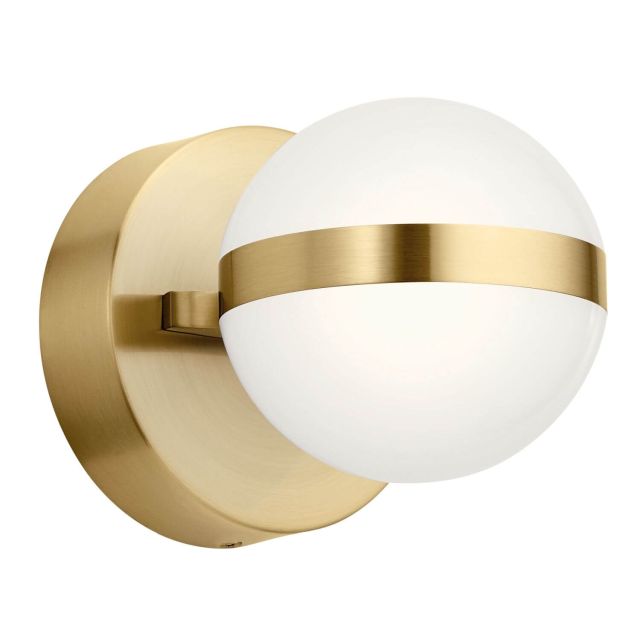 5 inch Tall LED Mid Century Modern Wall Sconce in Gold with White Acrylic - 216059