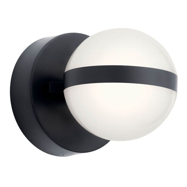 5 inch Tall LED Mid Century Modern Wall Sconce in Matte Black with White Acrylic - 216060