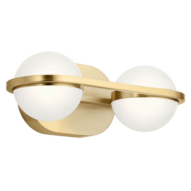 LED Mid Century Modern 14 inch Bath Light in Gold with White Acrylic - 216062