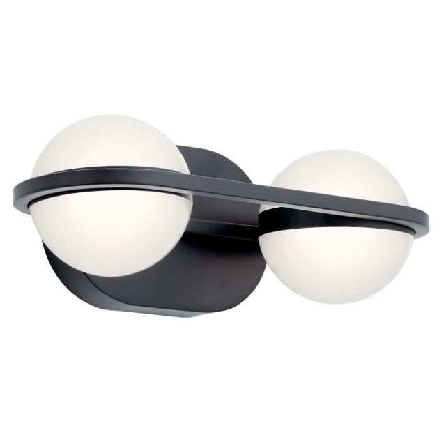 LED Mid Century Modern 14 inch Bath Light in Matte Black with White Acrylic - 216063