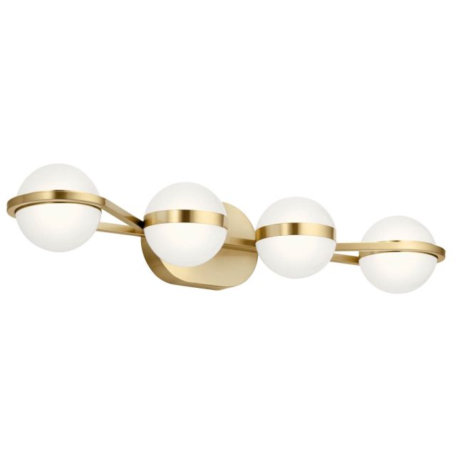 LED Mid Century Modern 30 inch Bath Light in Gold with White Acrylic - 216068