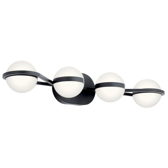LED Mid Century Modern 30 inch Bath Light in Matte Black with White Acrylic - 216069