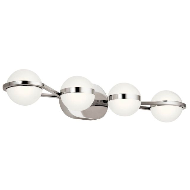 LED Mid Century Modern 30 inch Bath Light in Polished Nickel with White Acrylic - 216070