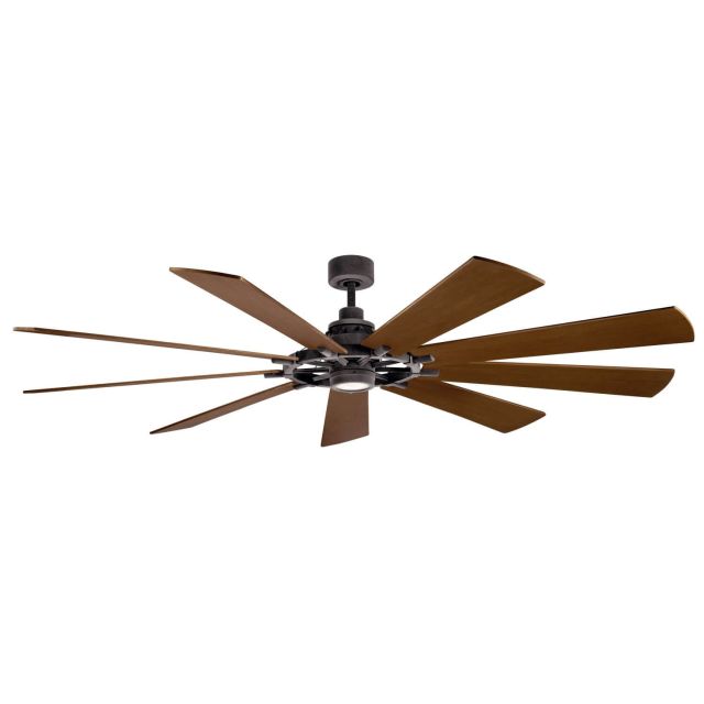 85 inch 9 Blade Industrial LED Ceiling Fan in Black finish Comes with Reversible Dark Walnut and Weathered White Walnut Blades - 217182
