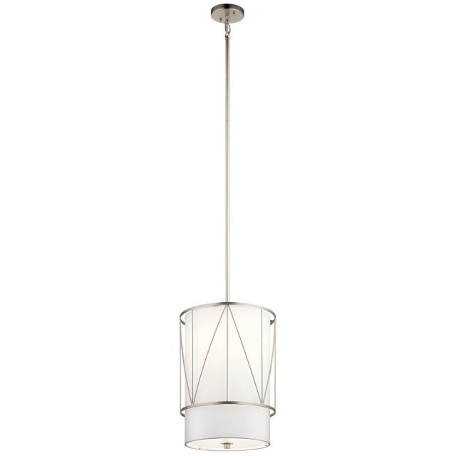 12 inch 1 Light Pendant in Satin Nickel with Satin Etched Glass - 219124