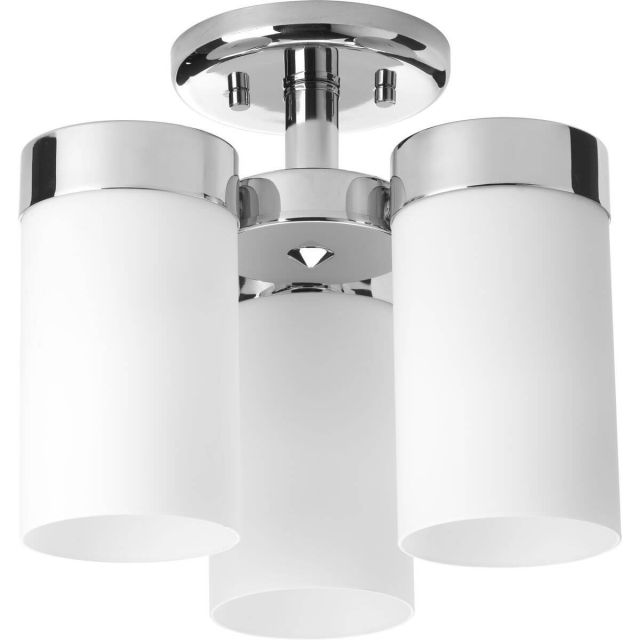 3 Light 12 Inch Polished Chrome Flush Mount With Etched White Glass - 222449