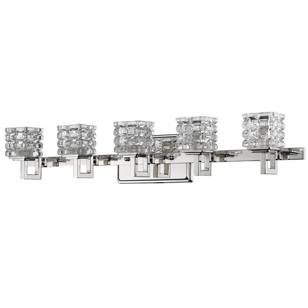 5 Light 30 Inch Bath Lighting In Polished Nickel With Glass Shade - 228984