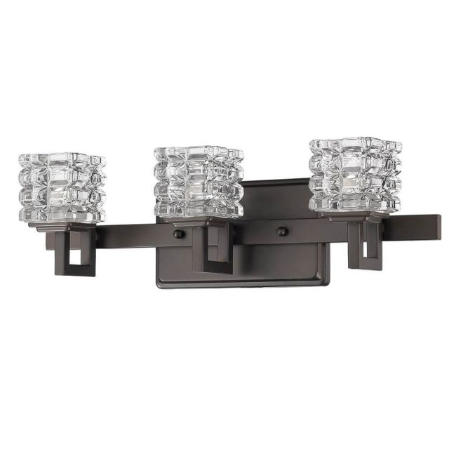 3 Light 18 Inch Bath Lighting In Oil Rubbed Bronze With Glass Shade - 229014