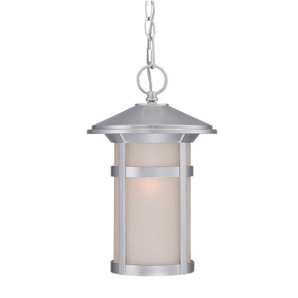 1 Light 13 Inch Tall Outdoor Hanging Lantern In Brushed Silver - 229166