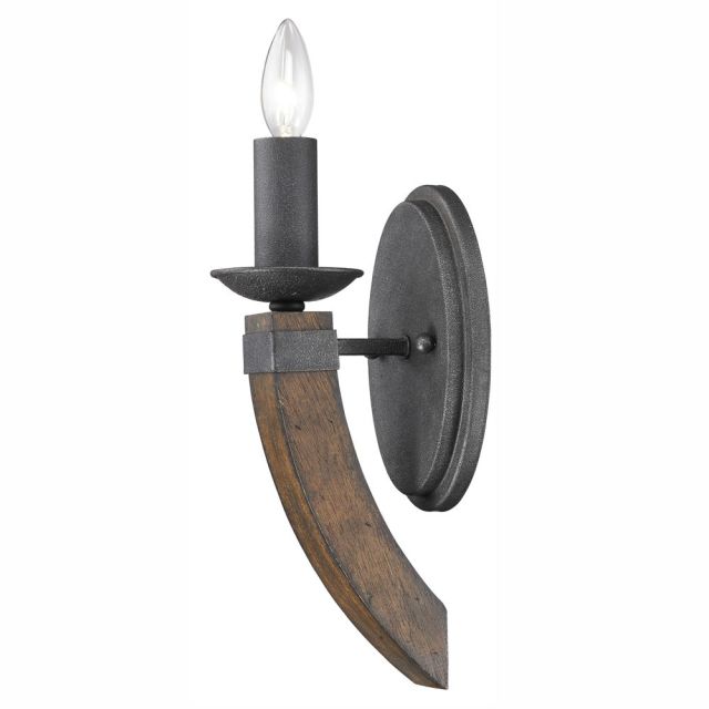 1 Light 14 Inch Tall Wall Sconce Torchiere In Black Iron - 232216