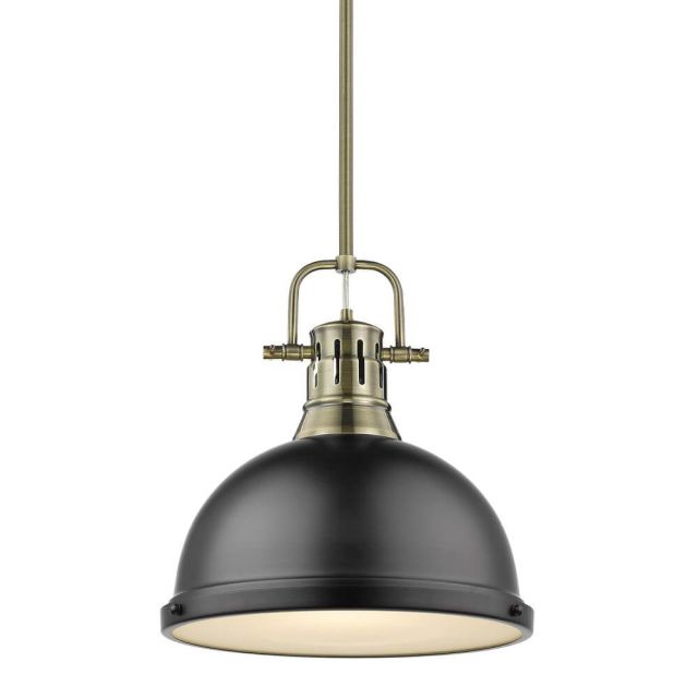 Calico 1 Light Single Pendant - Aged Brass With Matte Black Shade