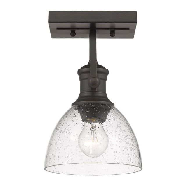 Gwynn Isle Dome Ceiling 1 Light Convertible Wall Small Seeded Glass - Rubbed Bronze