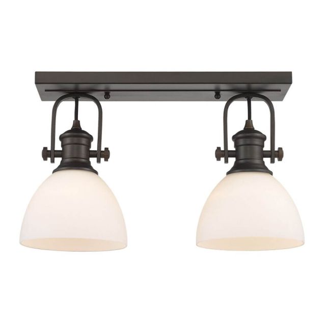 Gwynn Isle Dome Ceiling 2 Light Small Opal Glass Convertible to Wall - Rubbed Bronze