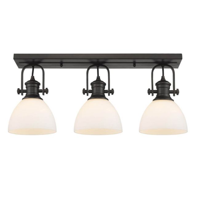 Gwynn Isle Dome Ceiling 3 Light Small Convertible to Wall Mount Opal Glass - Rubbed Bronze