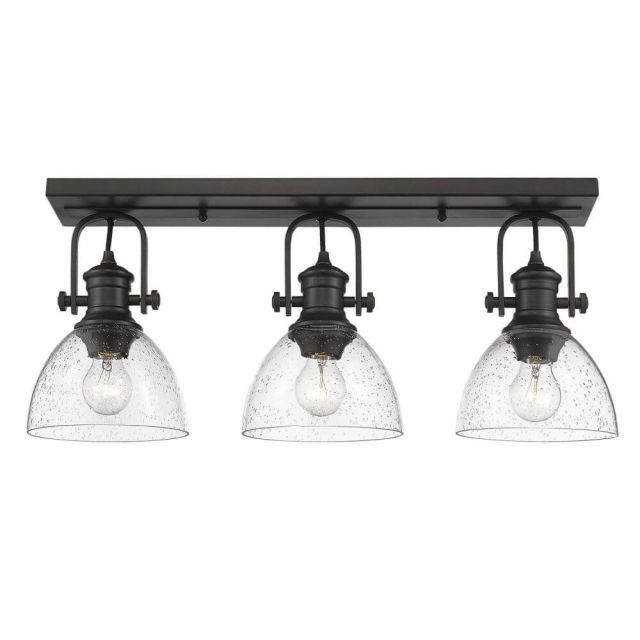 Gwynn Isle Dome Ceiling 3 Light Small Convertible to Wall Mount Seeded Glass - Rubbed Bronze