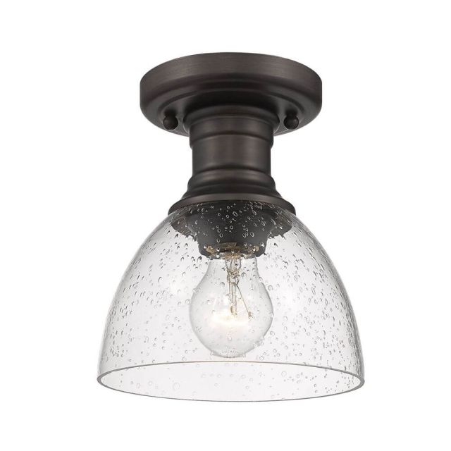 Gwynn Isle Dome Ceiling 1 Light Small Seeded Glass - Rubbed Bronze
