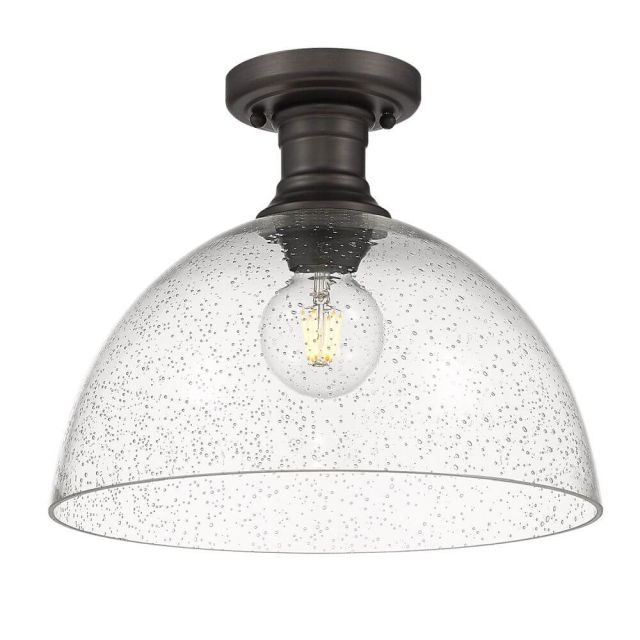 Gwynn Isle 14 Inch Dome Ceiling 1 Light Small Seeded Glass - Rubbed Bronze