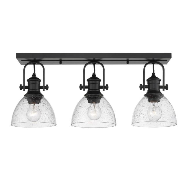 Gwynn Isle Dome Ceiling 3 Light Small Convertible to Wall Mount Seeded Glass - Matte Black