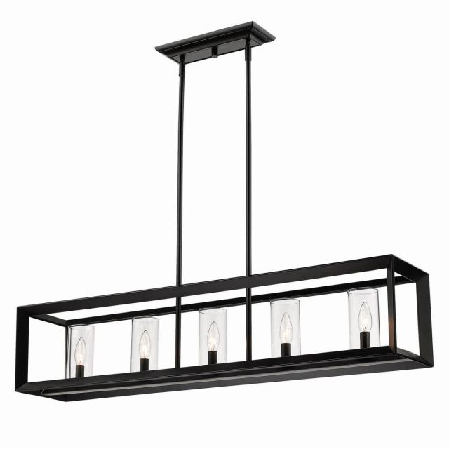 Laurent 5 Light Dimmable Linear Light - Matte Black with Clear Glass