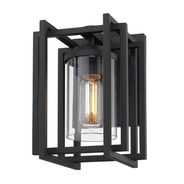 1 Light 11 Inch Tall Outdoor Wall Light in Natural Black with Clear Glass - 232754