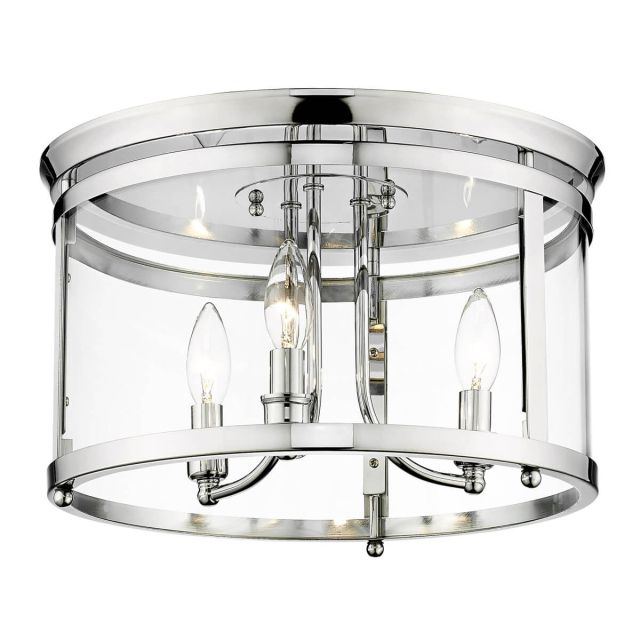 3 Light 15 inch Flush Mount in Chrome with Clear Glass - 232792