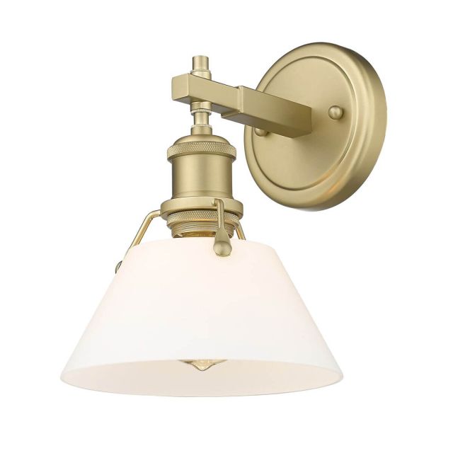 Opal Glass Cone Shade Sconce 1 Light - Brushed Champagne Bronze