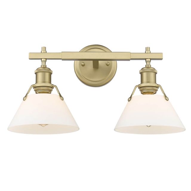 Opal Glass Cone Shade Vanity Light 2 Light - Brushed Champagne Bronze
