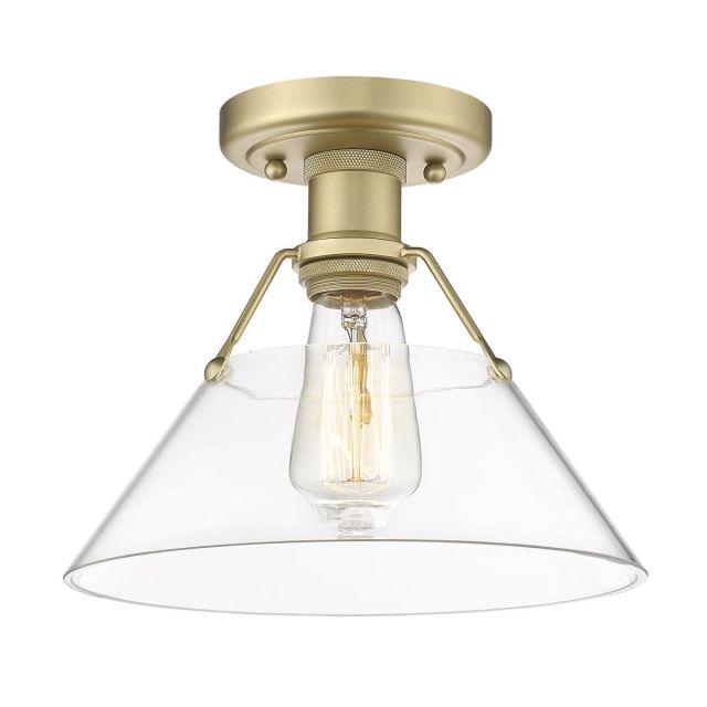 Truncated Cone Shade Ceiling Light - Brushed Champagne Bronze with Clear Glass Shade