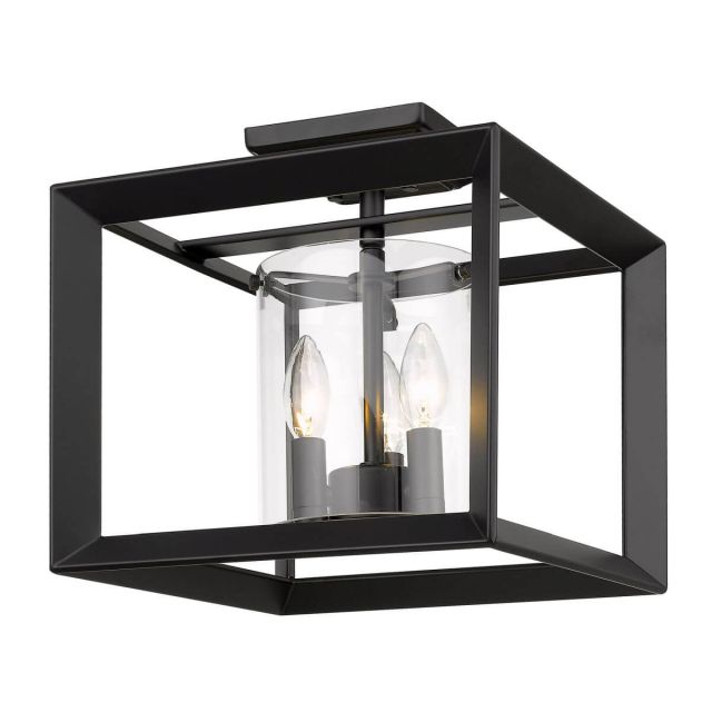 Laurent Glass Semi Flush Mount - Matte Black with Clear Glass