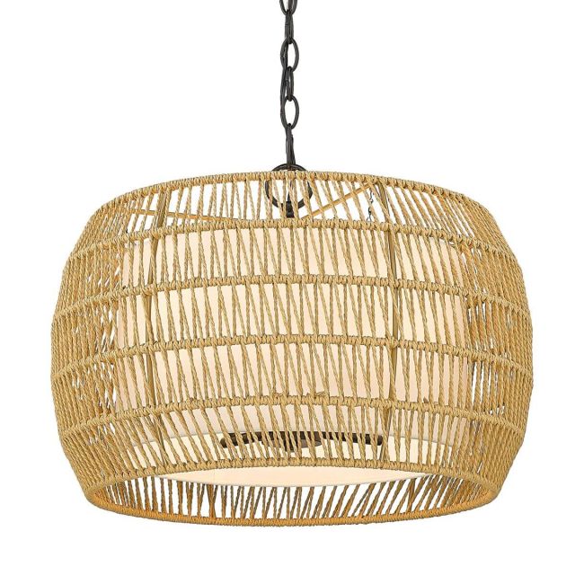 Chapple 4 Light Rattan Dimmable Drum Chandelier - Natural Rattan Shade