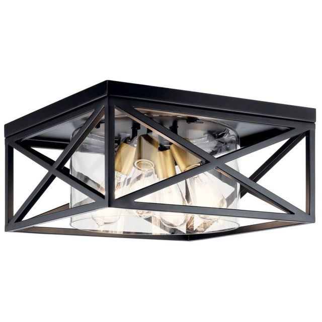 4 Light 16 inch Flush Mount in Black with Clear Glass - 233692