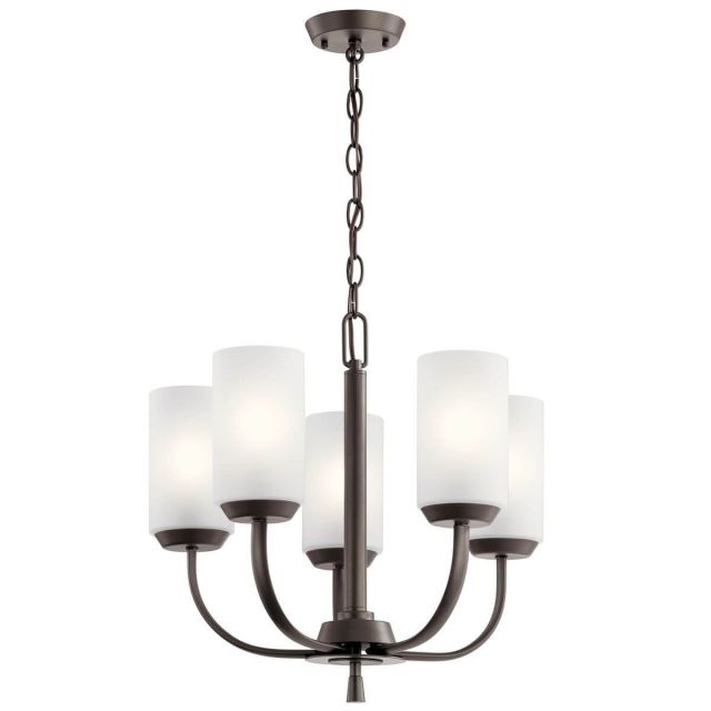 5 Light 19 inch Medium Chandelier in Olde Bronze with Satin Etched Glass - 233740